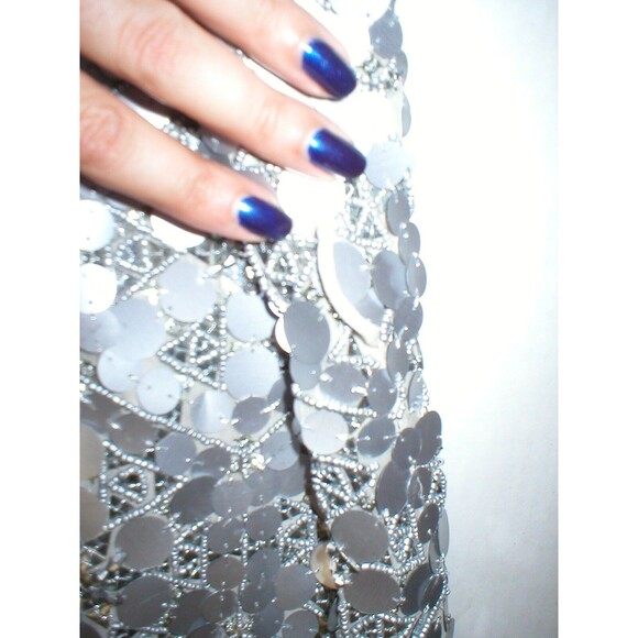 New Womens 10 NWT Matthew Williamson Designer Dress Silver Sequin Bead Sleevless - Picture 10 of 10